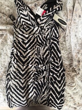 Intermission Black & White Zebra-Print Mini Dress